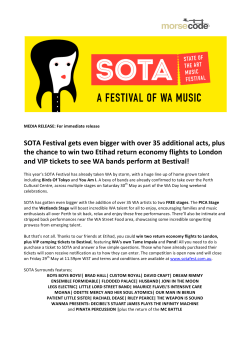 SOTA Festival Gets Even Bigger Plus Win Flights to