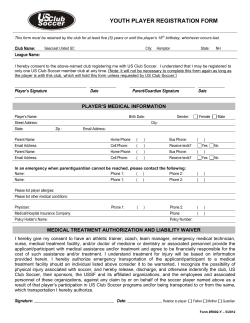 R002-Y - Youth Player Registration Form