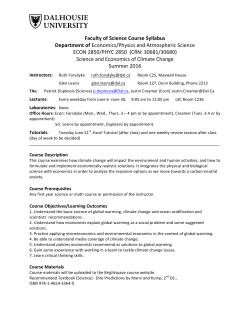 Faculty of Science Course Syllabus Department of Economics