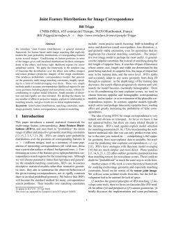 Joint Feature Distributions for Image Correspondence 1 Introduction