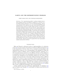 M-SETS AND THE REPRESENTATION PROBLEM Introduction Blok
