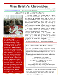 Archived newsletter- 10.11.12 - Creative Kids Preschool and More