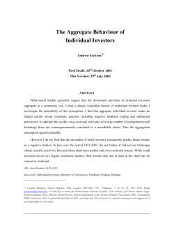 The Aggregate Behaviour of Individual Investors