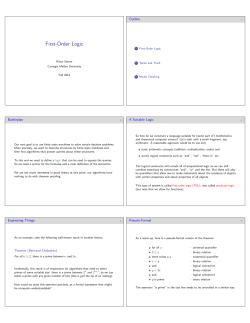First-Order Logic - Carnegie Mellon School of Computer Science