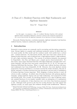 A Class of 1&minus;Resilient Function with High Nonlinearity and