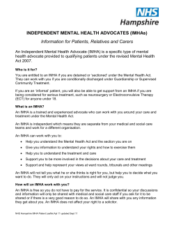 Mental Health Advocacy patient leaflet
