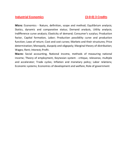 Industrial Economics (3-0-0) 3 Credits
