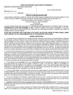 Proof of Claim and Release Form