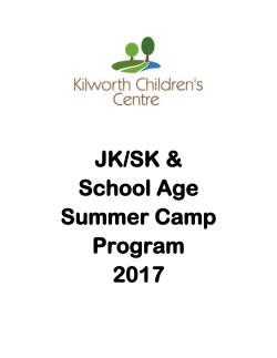 JK/SK/School Age summer camp registration 2017