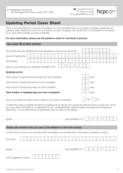Updating Period Cover Sheet