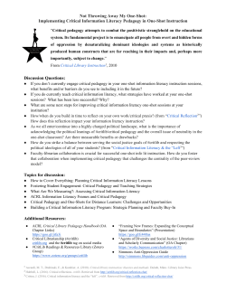 Implementing Critical Information Literacy Pedagogy in One