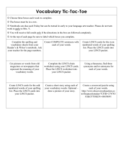 Vocabulary Tic-Tac-Toe - Viewmont Elementary School