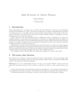 Math 1B, lecture 14: Taylor`s Theorem