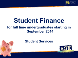 Student Finance for full time undergraduates starting in September