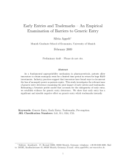 An Empirical Examination of Barriers to Generic Entry