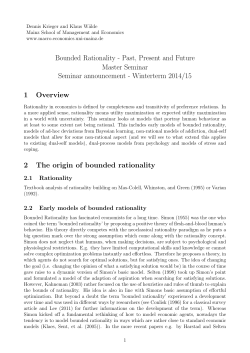 Bounded Rationality