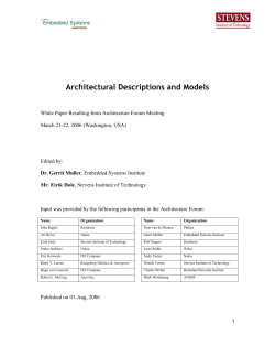 Architectural Descriptions and Models