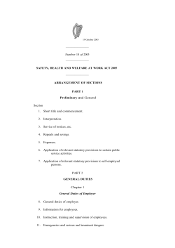 SAFETY, HEALTH AND WELFARE AT WORK ACT 2005