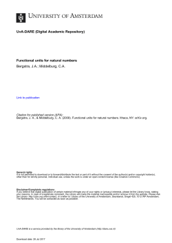 Functional units for natural numbers Bergstra, JA - UvA-DARE