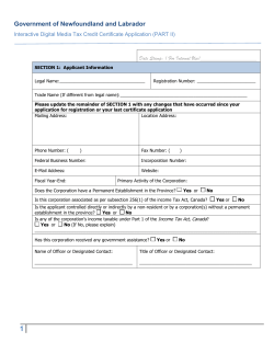 IDM Tax Credit Certification Application