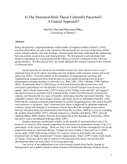 Is The Structural-Hole Thesis Culturally Parochial? A Formal Approach