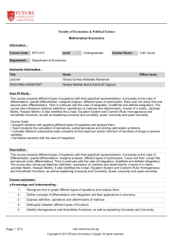 Mathematical Economics MTH 210