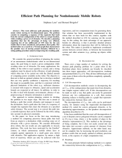 Efficient Path Planning for Nonholonomic Mobile Robots