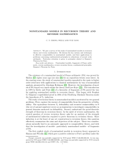 NONSTANDARD MODELS IN RECURSION THEORY AND
