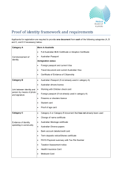 Medical Board - Proof of Identity Framework and Requirements