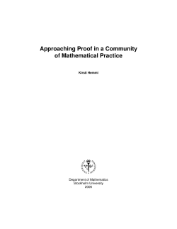 Approaching Proof in a Community of Mathematical