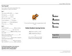 Student Academic Learning Services Prepositions