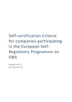 Self-‐certification Criteria - European Interactive Digital Advertising
