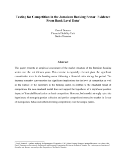 Testing for Competition in the Jamaican Banking