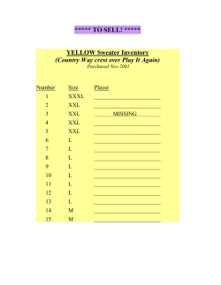 ***** TO SELL! ***** YELLOW Sweater Inventory (Country Way crest