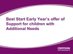 Best Start Early Year`s offer of Support for children with Additional