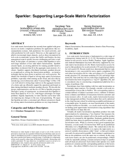 Sparkler: supporting large-scale matrix factorization