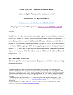 parallel trade, reference pricing and price competition in