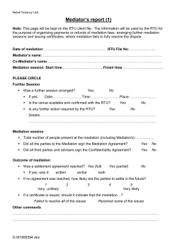 Mediator`s Report - NSW Small Business Commissioner