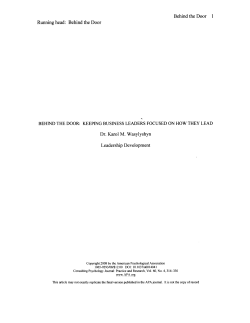 Behind the Door I Running head: Behind the