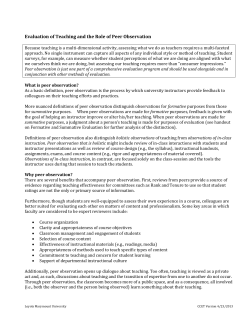 Evaluation of Teaching and the Role of Peer Observation