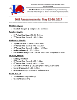 Monday, May 15: o Tuesday, May 16: o Pre