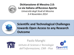 Sfide Scientifico-Tecnologiche all`Accesso Aperto ai risultati della