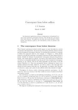 Convergence from below suffices - School of Mathematical Sciences