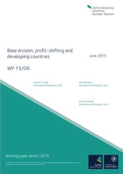 Base erosion, profit-shifting and developing countries WP 15/09