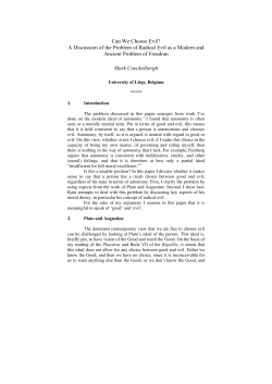 Can We Choose Evil? A Discussion of the Problem of Radical Evil