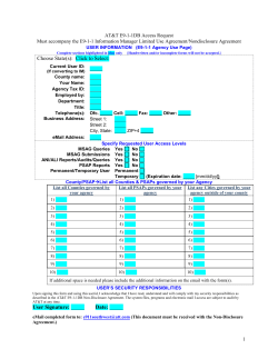 USER INFORMATION (E9-1-1 Agency Use Page)