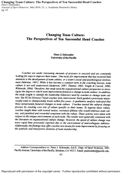 Changing Team Culture: The Perspectives of Ten Successful Head