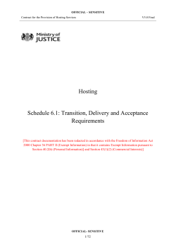 FITS Hosting Schedule 6.1 Transition Delivery and