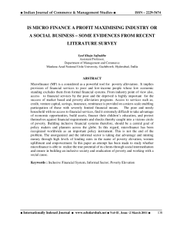 Is Micro Finance a Profit Maximising Industry or a Social Business