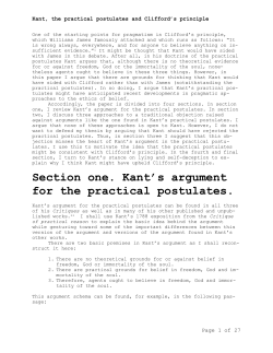 Section one. Kant`s argument for the practical postulates